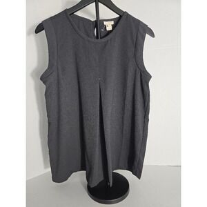 J.Crew Factory Black Sleeveless Pleated Front Polyester Top Women's Size 6 NWT‎